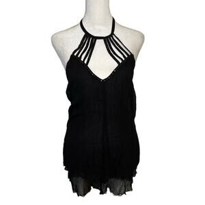 Pins & Needles UO black semi-sheer backless tank top size M